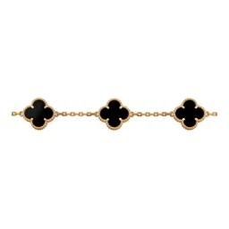 Pulsera de Oro 10k Trébol Ónix Negro Ajustable 18 a 20 cm - Imagen 4