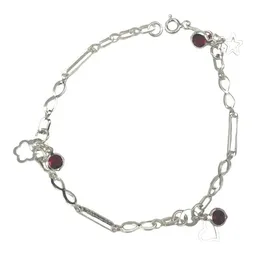 Pulsera de Plata 925 Ajustable con Dije de Corazón Estrella Hilo Rojo - Imagen 2