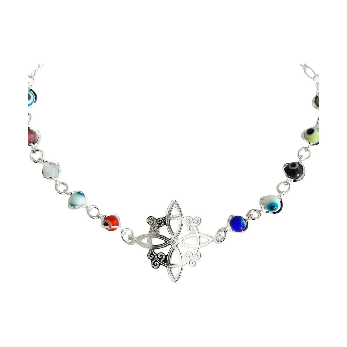 Pulsera de Plata 925 Ajustable Nudo Bruja Ojo Turco Colores - Imagen 2