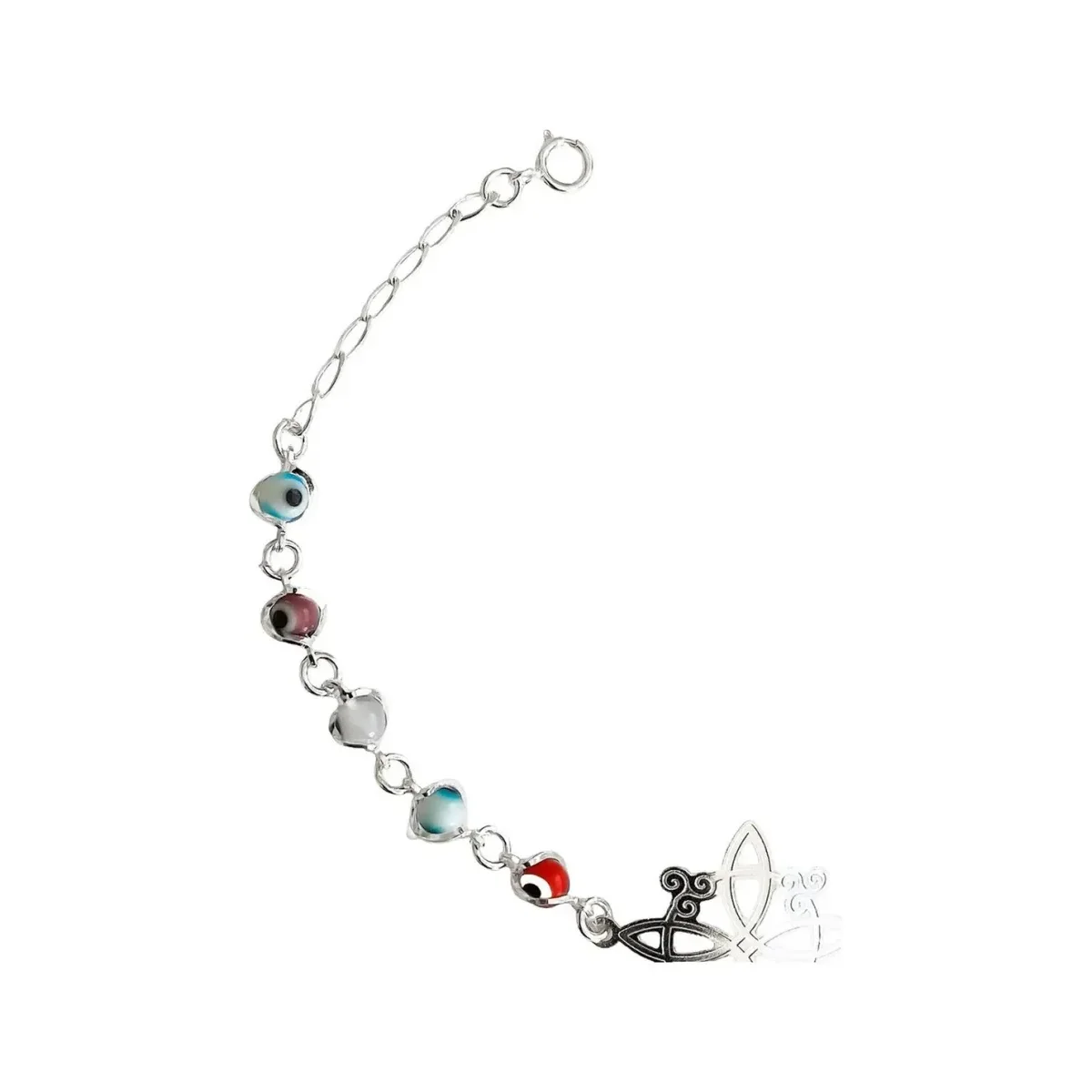Pulsera de Plata 925 Ajustable Nudo Bruja Ojo Turco Colores - Imagen 3