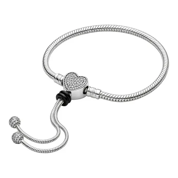 Pulsera de Plata .925 Ajustable para Charms Corazón 18 cm - Imagen 1