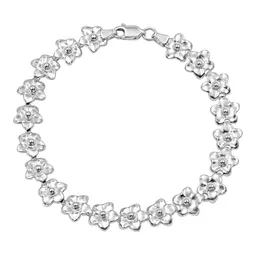 Pulsera de Plata .925 con Flores Troqueladas de 9 mm y 20 cm Talla 20 - Imagen 1