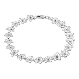 Pulsera de Plata .925 con Flores Troqueladas de 9 mm y 20 cm Talla 20 - Imagen 2