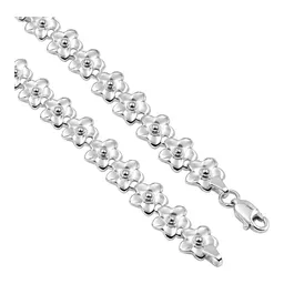 Pulsera de Plata .925 con Flores Troqueladas de 9 mm y 20 cm Talla 20 - Imagen 3