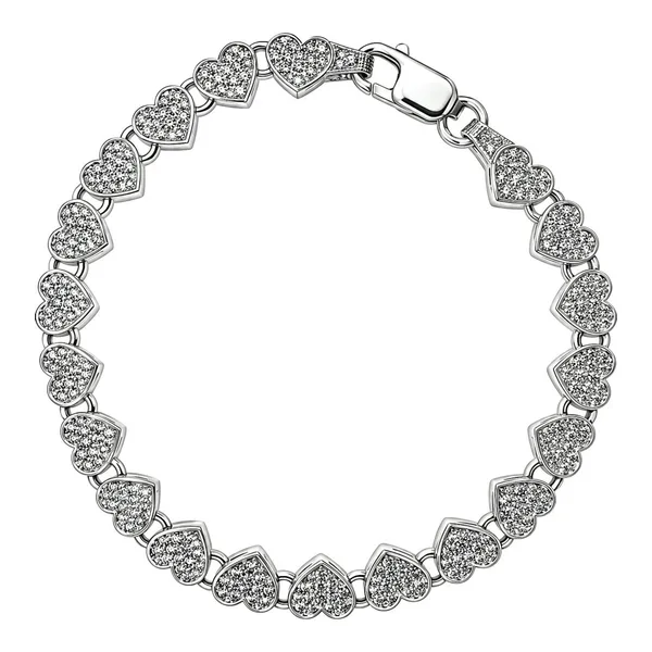 Pulsera corazón 7 mm full ice en plata ley .925 con zirconias - Joyaris joyería fina mexicana