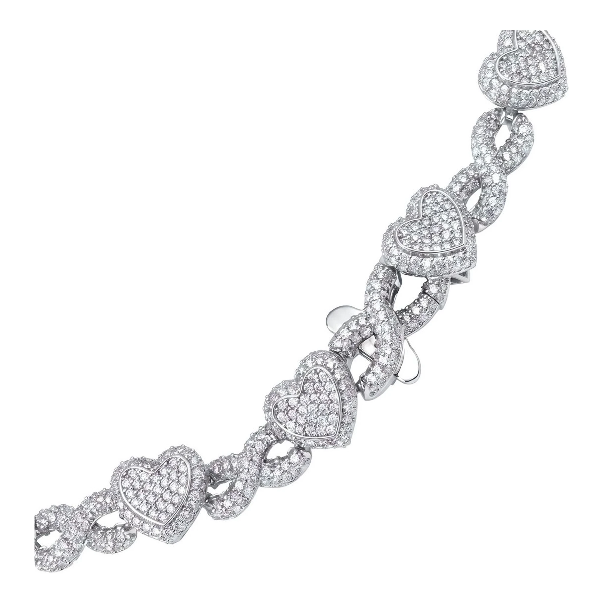 Pulsera de Plata .925 Corazones Full Ice Zirconia 5A 10 mm - Imagen 2