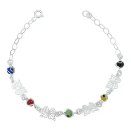 Pulsera de Plata 925 Mariposa y Ojo Turco Multicolor Artesanal - Imagen 1