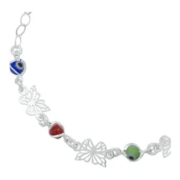Pulsera de Plata 925 Mariposa y Ojo Turco Multicolor Artesanal - Imagen 2