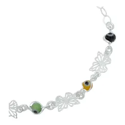 Pulsera de Plata 925 Mariposa y Ojo Turco Multicolor Artesanal - Imagen 3