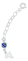 Pulsera de Plata 925 Mariposa y Ojo Turco Multicolor Artesanal - Imagen 4
