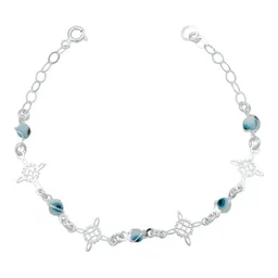 Pulsera de Plata 925 Nudo de Bruja Triqueta Ojo Turco Ajustable - Imagen 1