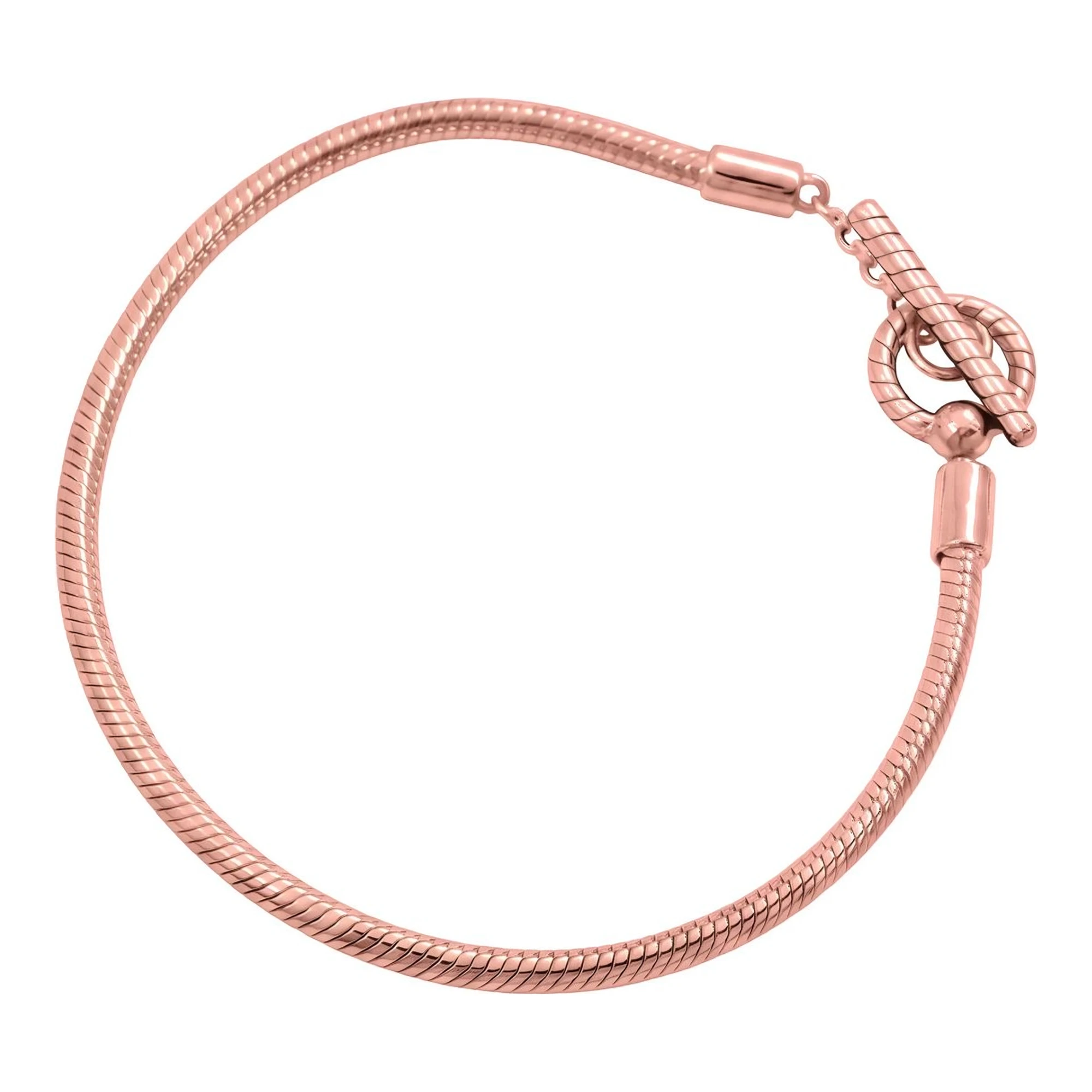 Pulsera de Plata .925 Redonda Enchapado en Oro Rosa 20 cm - Imagen 2