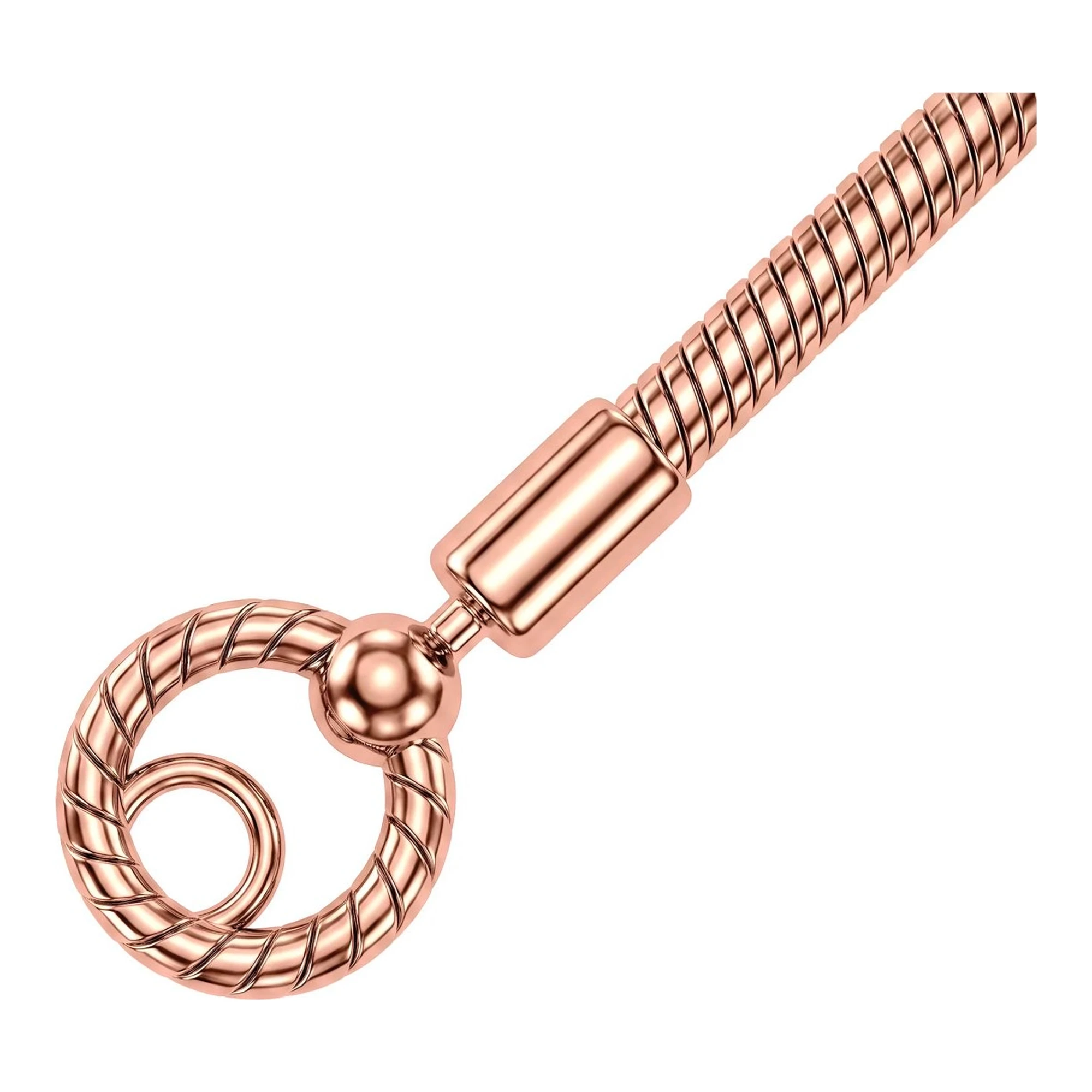 Pulsera de Plata .925 Redonda Enchapado en Oro Rosa 20 cm - Imagen 3