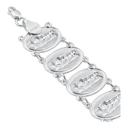 Pulsera de Plata .925 San Judas Tadeo Medalla Ovalada 18 cm - Imagen 2