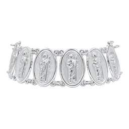 Pulsera de Plata .925 San Judas Tadeo Medalla Ovalada 18 cm - Imagen 4