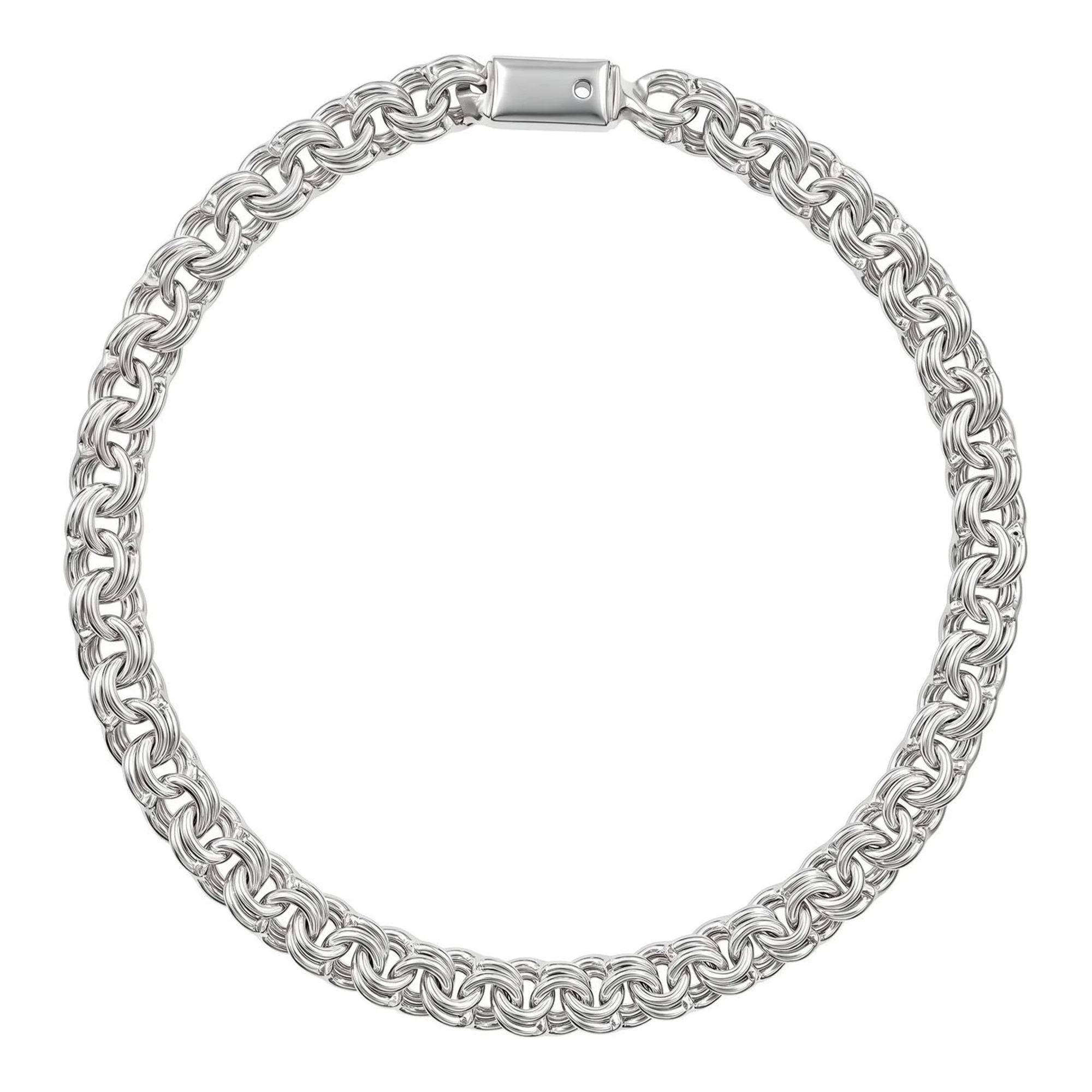Pulsera de plata ley .925 tejido chino de 4 mm y 18 cm - Joyaris joyería fina mexicana