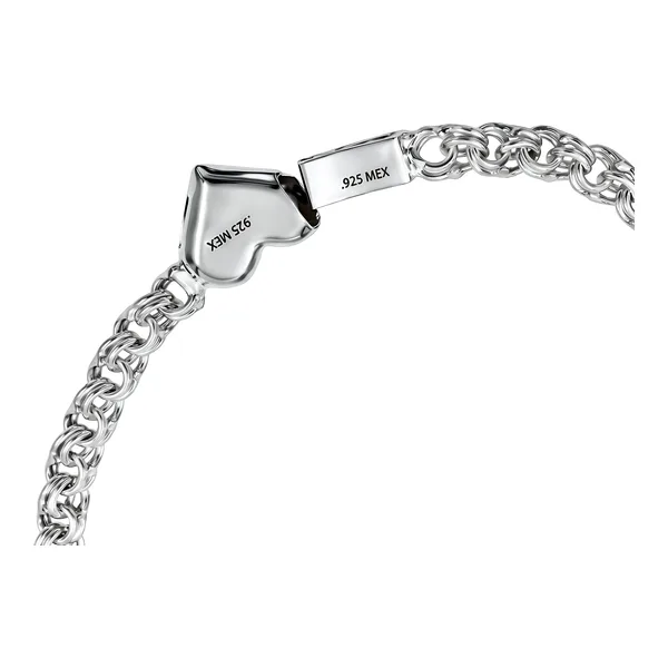 Pulsera de Plata .925 Tejido Chino Corazón 4 mm 18 cm - Imagen 1