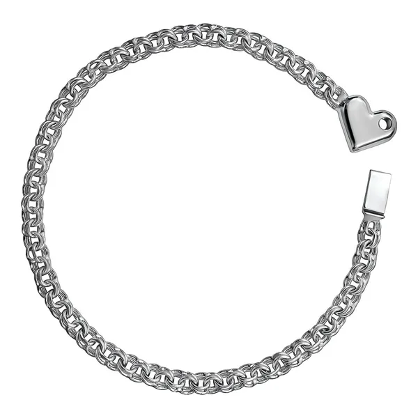 Pulsera de plata ley .925 tejido chino corazón 19 cm broche a presión Joyaris joyería mexicana