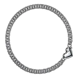Pulsera de Plata .925 Tejido Chino Corazón 4 mm 19 cm - Imagen 2
