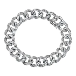 Pulsera de Plata .925 Tejido Cubano Abierta Rodizada 12 mm - Imagen 1