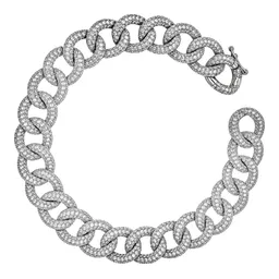 Pulsera de Plata .925 Tejido Cubano Abierta Rodizada 12 mm - Imagen 2