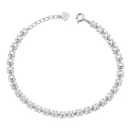 Pulsera de Plata .925 Tréboles con Zirconia Rodizada Ajustable 17 cm - Imagen 1