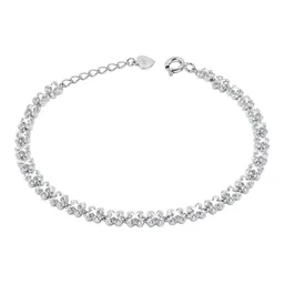 Pulsera de Plata .925 Tréboles con Zirconia Rodizada Ajustable 17 cm - Imagen 2