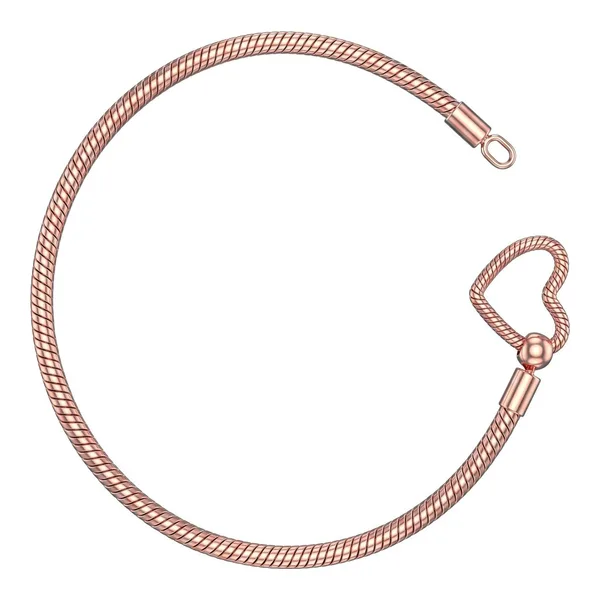 Pulsera de plata .925 tejido víbora 20 cm con enchapado oro rosa y broche de corazón Joyaris