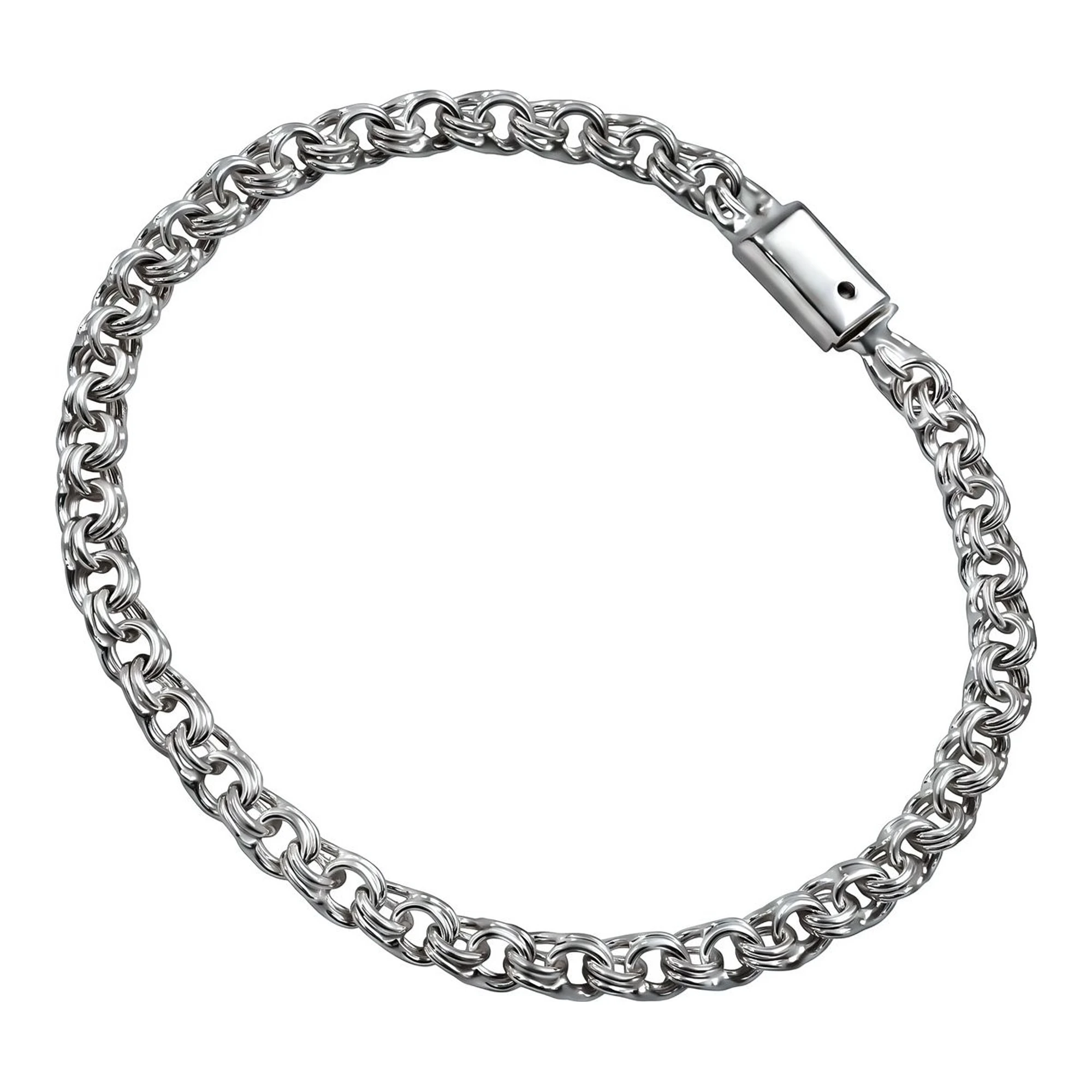 Pulsera de plata ley .925 tejido chino 5 mm con broche de caja Joyaris joyería mexicana