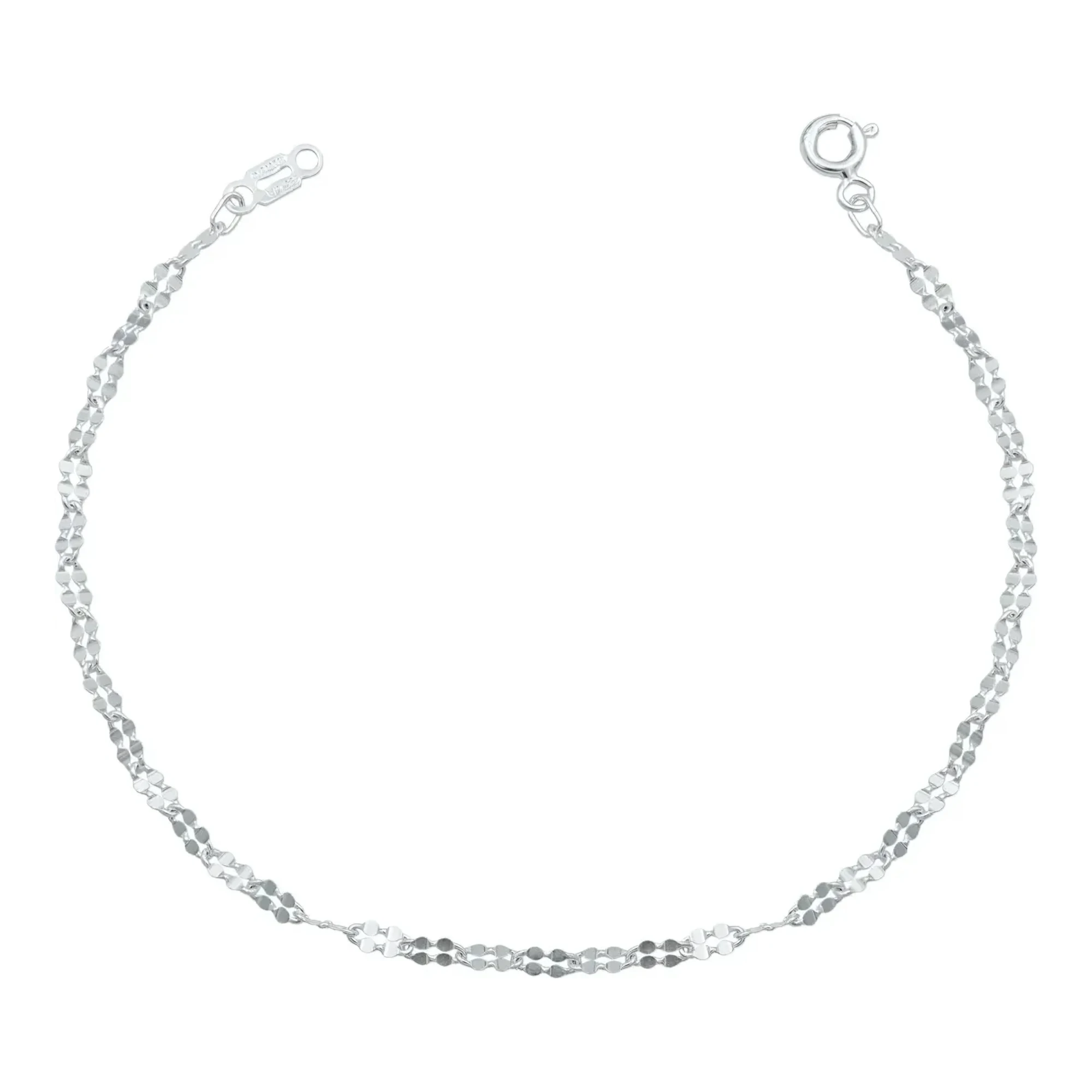 Pulsera de Plata Ley 925 Tejido Granito Doble Diamantado 18cm para Mujer - Joyaris joyería