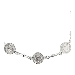Pulsera de Plata Ley 925 Tres Medallas San Benito para Protección Ajustable - Imagen 2
