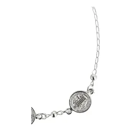 Pulsera de Plata Ley 925 Tres Medallas San Benito para Protección Ajustable - Imagen 3