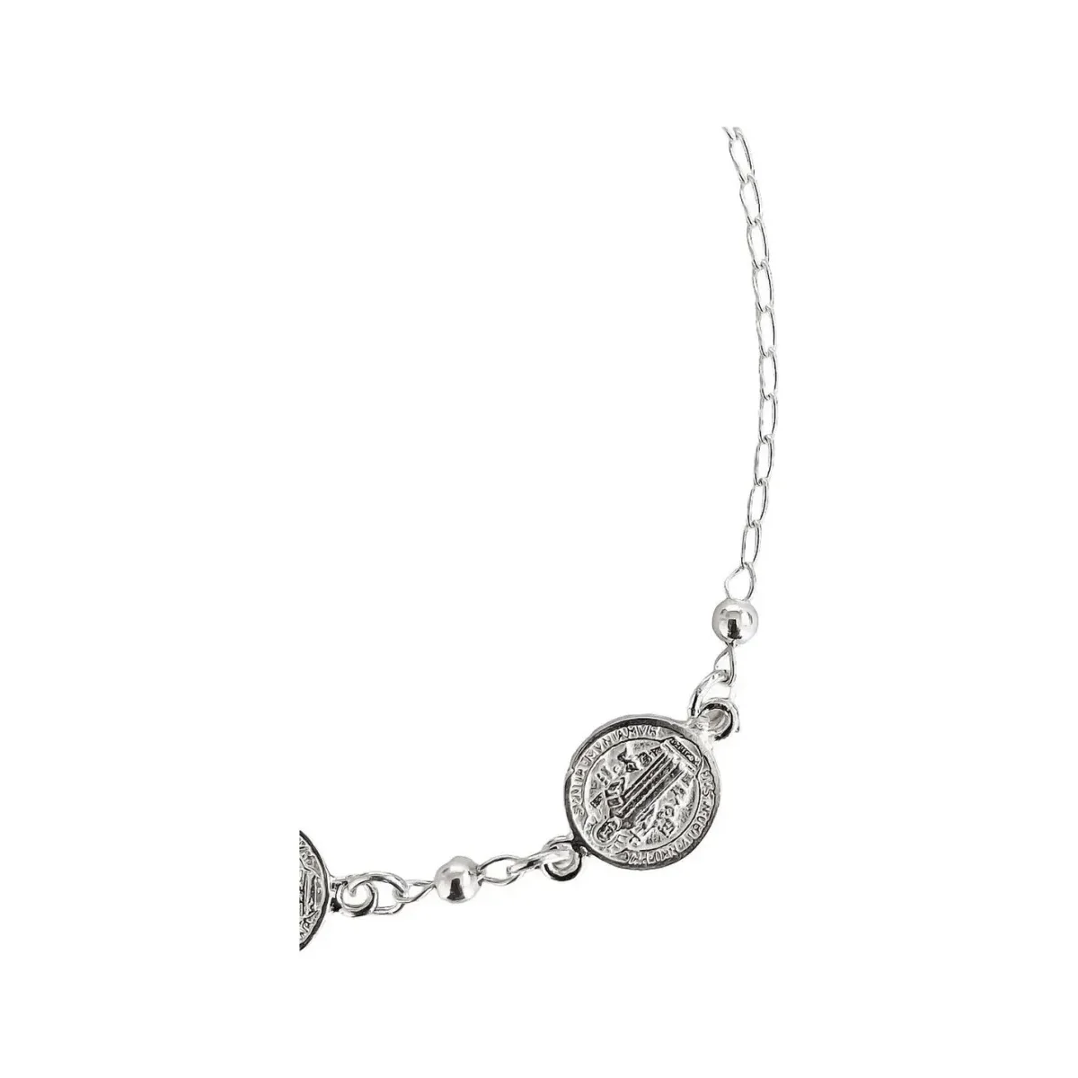 Pulsera de Plata Ley 925 Tres Medallas San Benito para Protección Ajustable - Imagen 3