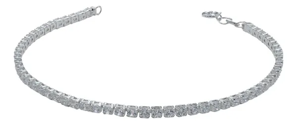 Pulsera de plata .925 blanca zirconia de tenis broche caja ajustable — Joyaris
