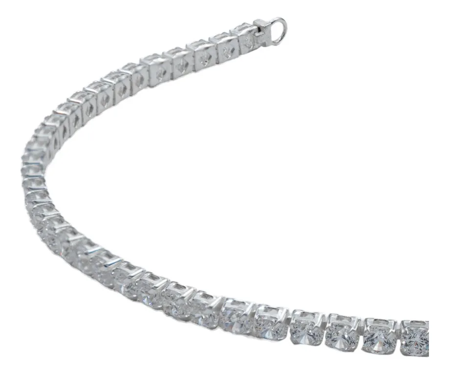 Pulsera de plata .925 blanca zirconia de tenis broche caja ajustable — Joyaris