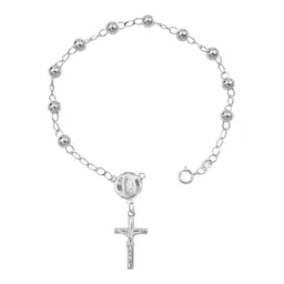 Pulsera Decenario Plata 925 con Dije Virgen y Cruz - Imagen 1