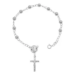 Pulsera Decenario Plata 925 con Dije Virgen y Cruz - Imagen 1