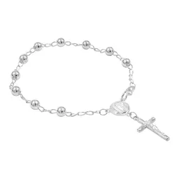 Pulsera Decenario Plata 925 con Dije Virgen y Cruz - Imagen 2