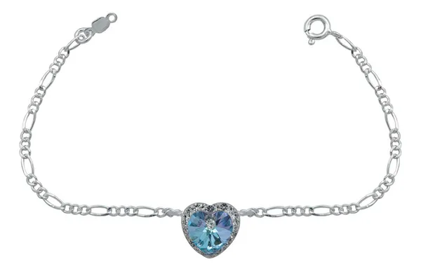 Pulsera Plata 925 Dije Corazón del Mar con Cristal Azul - Imagen 1