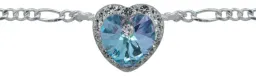 Pulsera Plata 925 Dije Corazón del Mar con Cristal Azul - Imagen 2