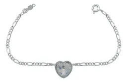 Pulsera Plata 925 Dije Corazón del Mar Cristal Blanco - Imagen 1