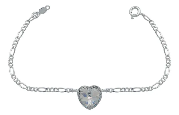 Pulsera de plata .925 blanca dije corazon del mar broche perico — Joyaris