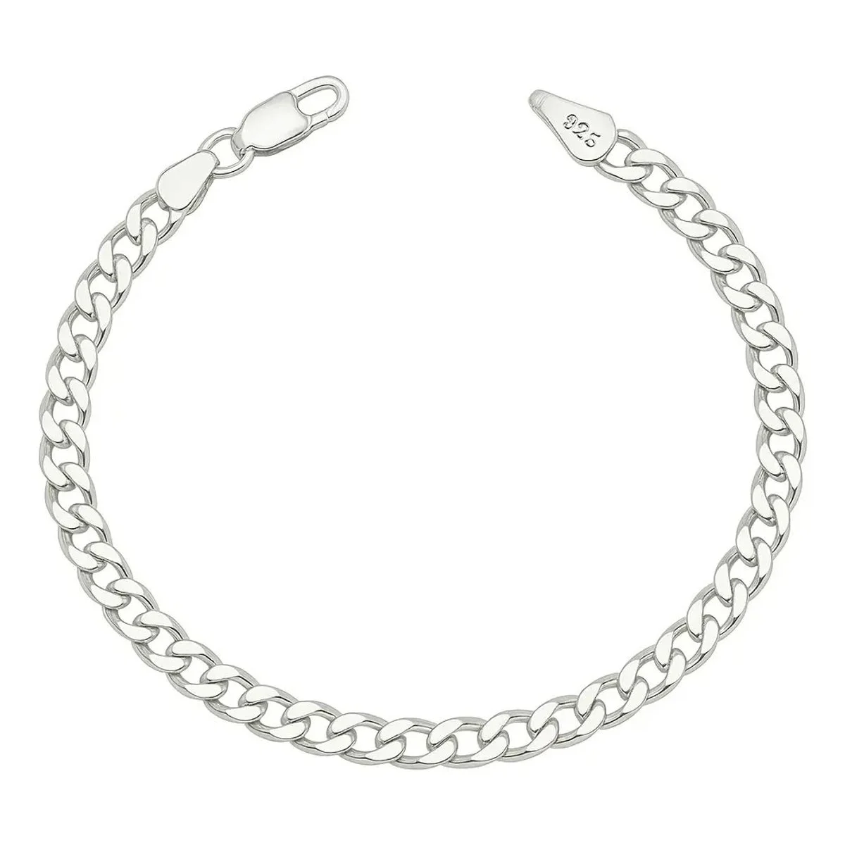 Pulsera esclava de plata 925 para hombre, diseño Cadena Cubana barbada de 4mm. Brazalete plata mexicana, eslabones sólidos.