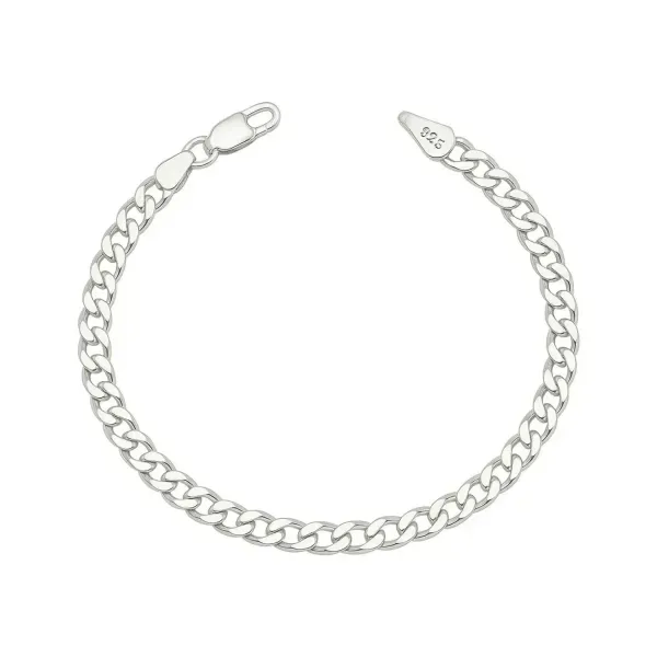 Pulsera Esclava Plata 925 Diseño Cadena Cubana Barbada 4mm para Hombre - Imagen 1