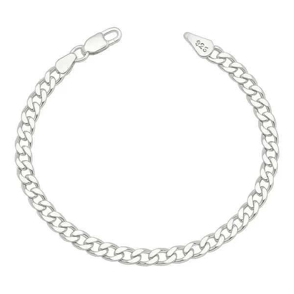 Pulsera Esclava Plata 925 Diseño Cadena Cubana Barbada 4mm para Hombre - Imagen 1
