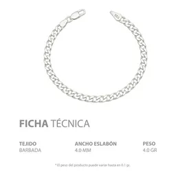 Pulsera Esclava Plata 925 Diseño Cadena Cubana Barbada 4mm para Hombre - Imagen 3