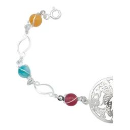 Pulsera de Plata 925 con Diseño de Mariposas y Flores y Cuarzo Multicolor - Imagen 2