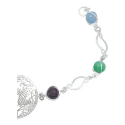 Pulsera de Plata 925 con Diseño de Mariposas y Flores y Cuarzo Multicolor - Imagen 3