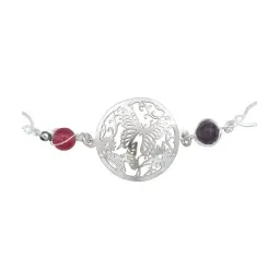 Pulsera de Plata 925 con Diseño de Mariposas y Flores y Cuarzo Multicolor - Imagen 4