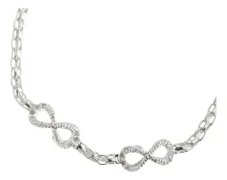Pulsera Plata 925 Doble Infinito con Corazón Ajustable - Imagen 1